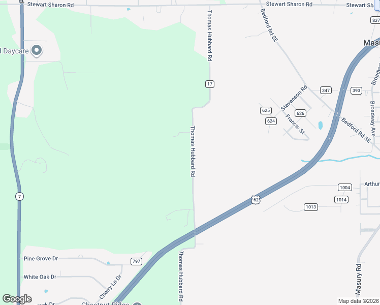 map of restaurants, bars, coffee shops, grocery stores, and more near 1444 Thomas Hubbard Road in Hubbard