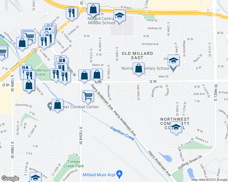 map of restaurants, bars, coffee shops, grocery stores, and more near in Omaha