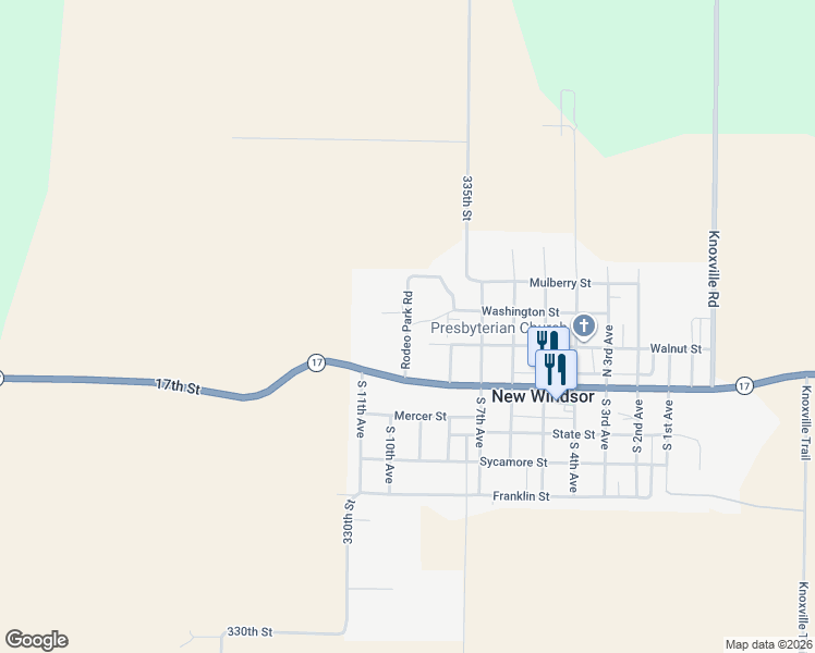 map of restaurants, bars, coffee shops, grocery stores, and more near Rodeo Park Road in New Windsor