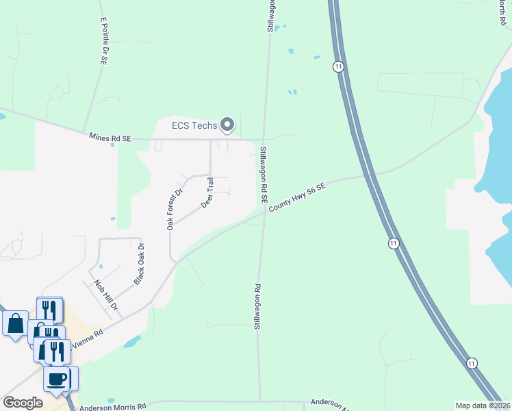 map of restaurants, bars, coffee shops, grocery stores, and more near 2878 Niles Vienna Road in Niles