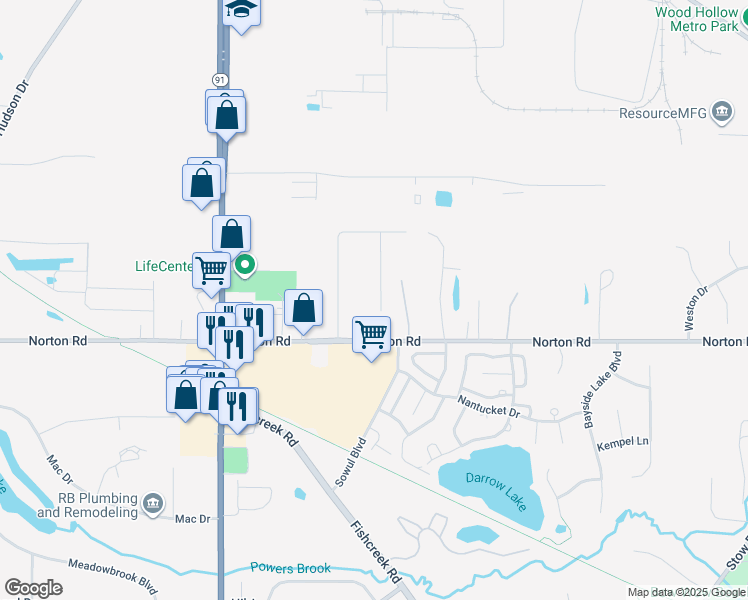 map of restaurants, bars, coffee shops, grocery stores, and more near 5168 Topaz Drive in Hudson