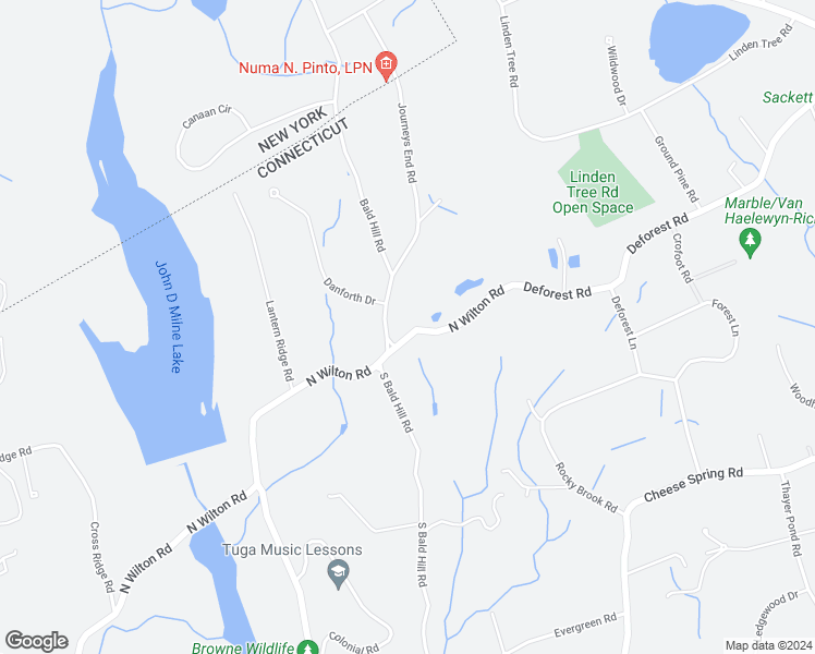 map of restaurants, bars, coffee shops, grocery stores, and more near 854 North Wilton Road in New Canaan