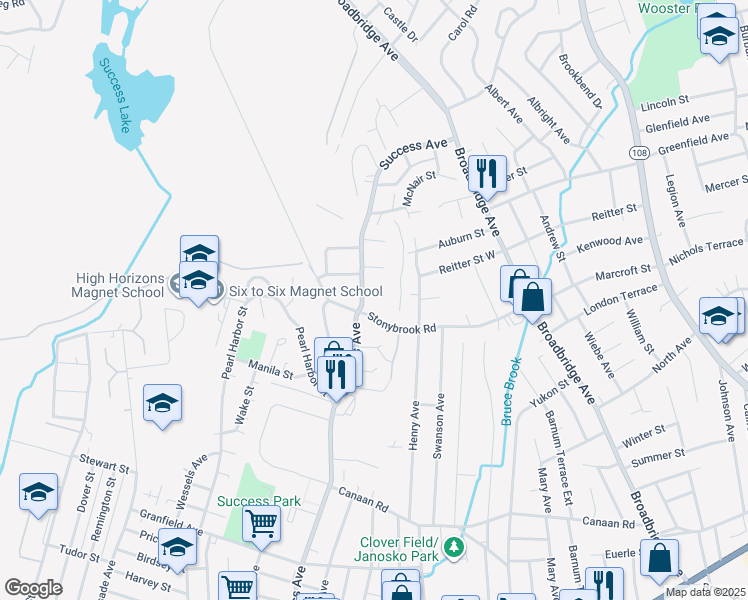 map of restaurants, bars, coffee shops, grocery stores, and more near 5 Sikorsky Place in Stratford