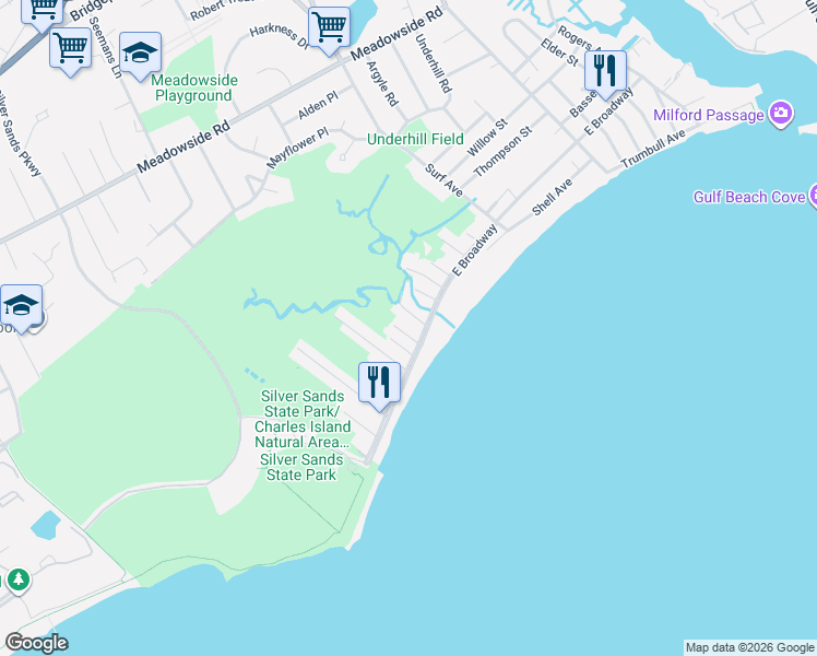 map of restaurants, bars, coffee shops, grocery stores, and more near 15 Silver Street in Milford