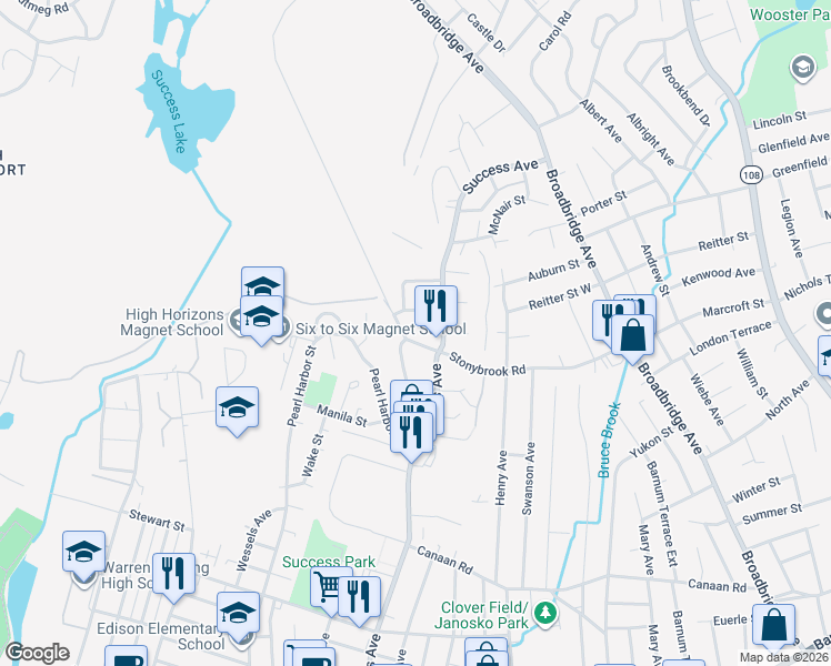 map of restaurants, bars, coffee shops, grocery stores, and more near 60 Kasper Drive in Stratford