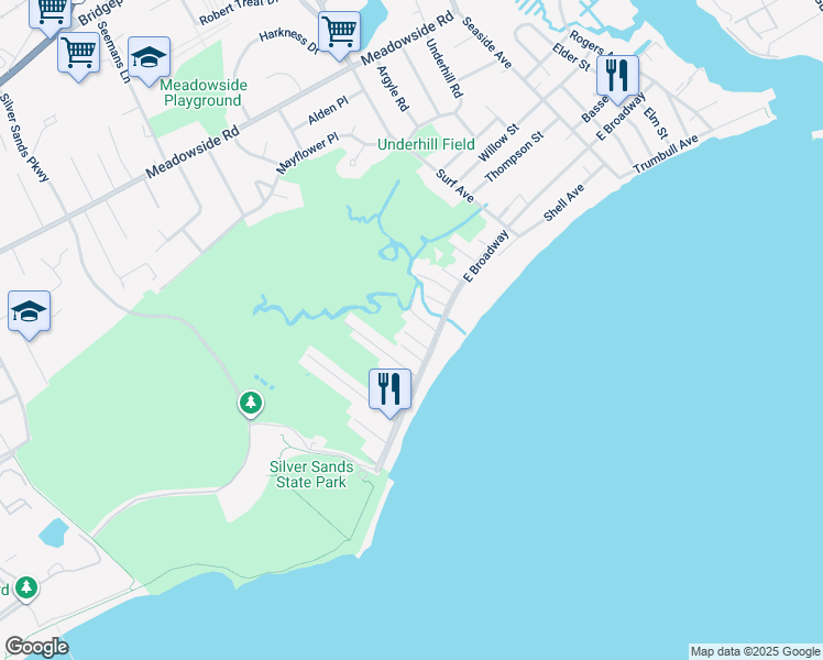 map of restaurants, bars, coffee shops, grocery stores, and more near 19 Silver Street in Milford