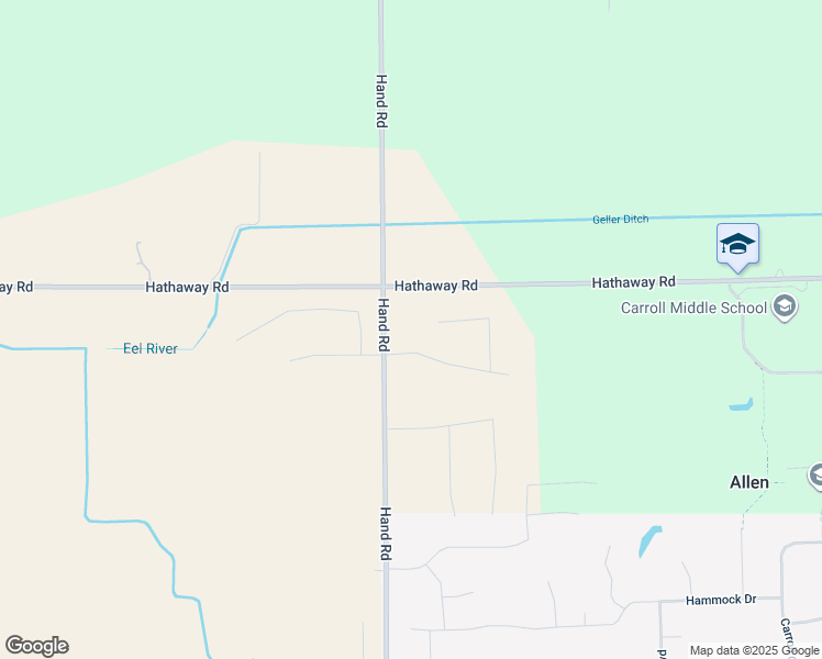 map of restaurants, bars, coffee shops, grocery stores, and more near 13310 Hand Road in Fort Wayne
