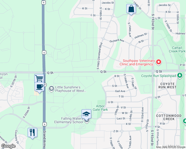 map of restaurants, bars, coffee shops, grocery stores, and more near 19905 Weir Street in Omaha