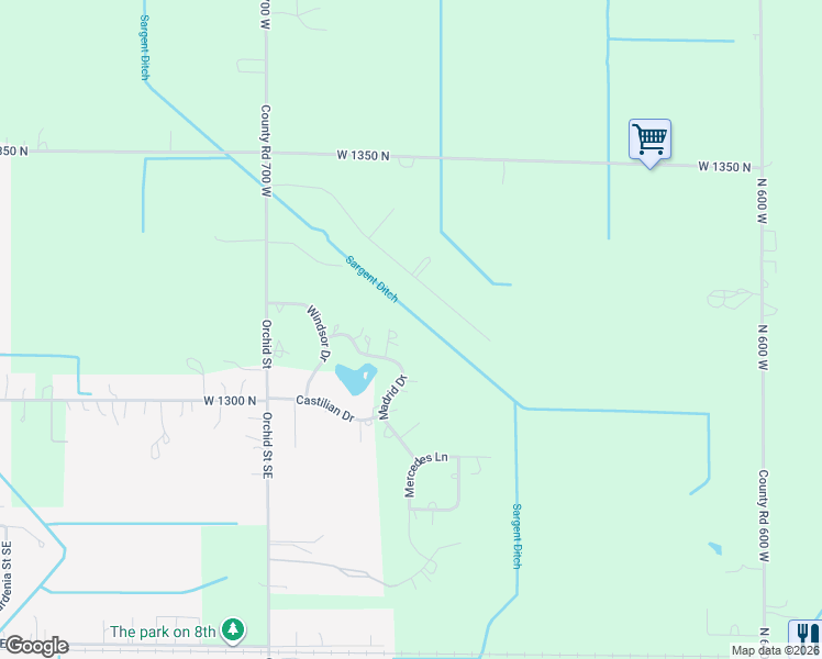 map of restaurants, bars, coffee shops, grocery stores, and more near 6955 Briergate Court in De Motte
