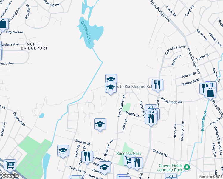 map of restaurants, bars, coffee shops, grocery stores, and more near 700 Palisade Avenue in Bridgeport