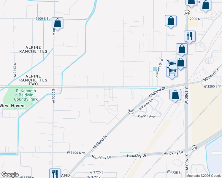 map of restaurants, bars, coffee shops, grocery stores, and more near 2379 West 3300 South in West Haven