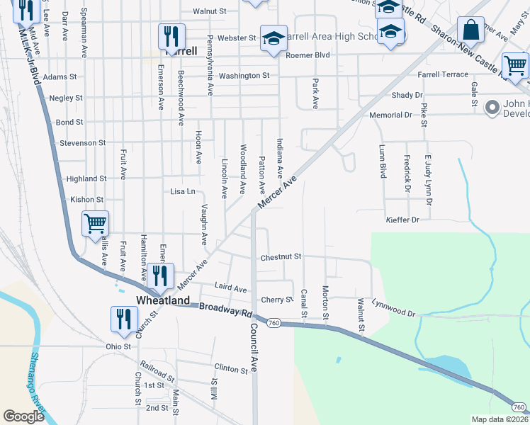 map of restaurants, bars, coffee shops, grocery stores, and more near 167 Grandview Drive in Wheatland