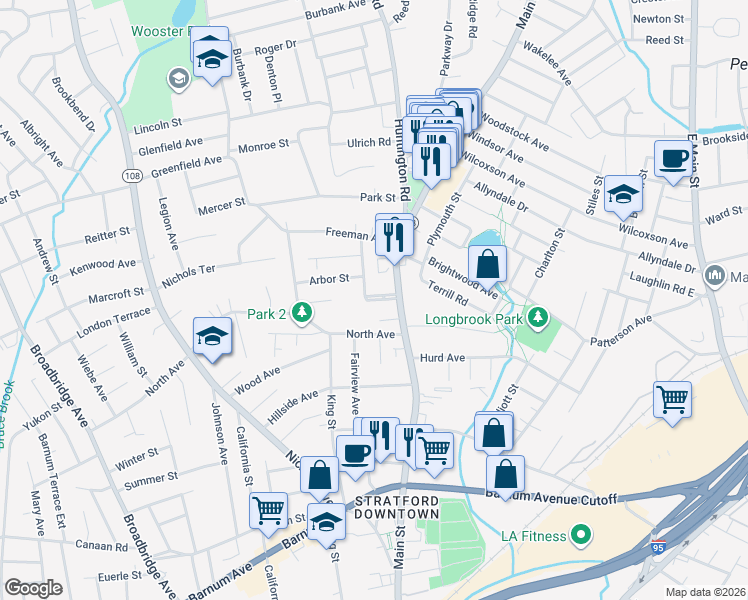 map of restaurants, bars, coffee shops, grocery stores, and more near 70 Garden Street East in Stratford