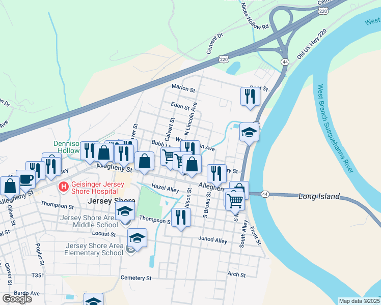 map of restaurants, bars, coffee shops, grocery stores, and more near Tomb Avenue in Jersey Shore