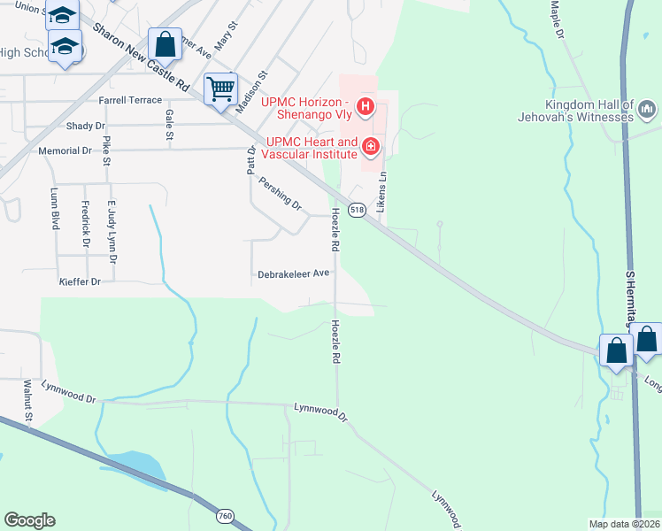 map of restaurants, bars, coffee shops, grocery stores, and more near 2096 Debrakeleer Avenue in Farrell
