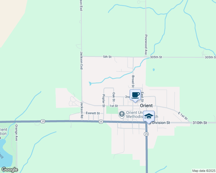 map of restaurants, bars, coffee shops, grocery stores, and more near 311 3rd Street in Orient