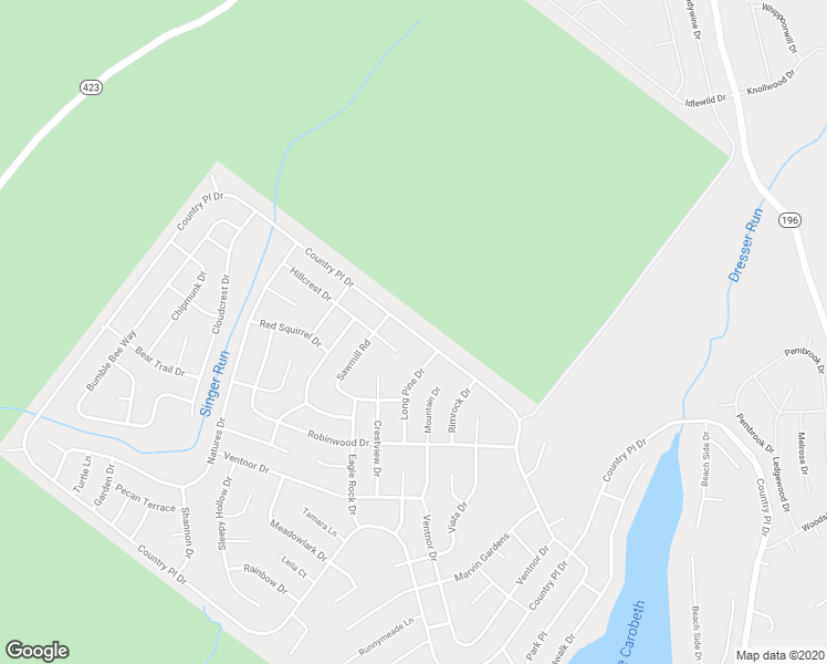 map of restaurants, bars, coffee shops, grocery stores, and more near Country Place Drive South in Tobyhanna