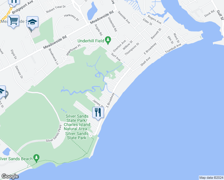map of restaurants, bars, coffee shops, grocery stores, and more near 835 East Broadway in Milford