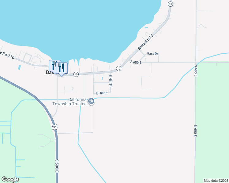 map of restaurants, bars, coffee shops, grocery stores, and more near 5360 East Hill Street in Knox