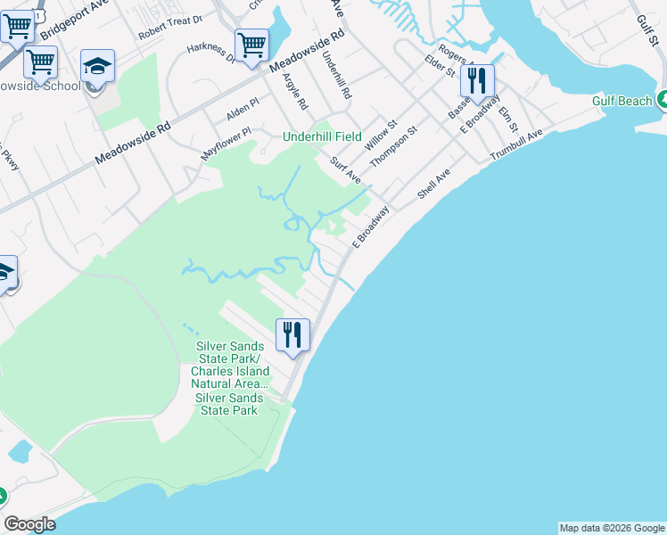map of restaurants, bars, coffee shops, grocery stores, and more near 835 East Broadway in Milford