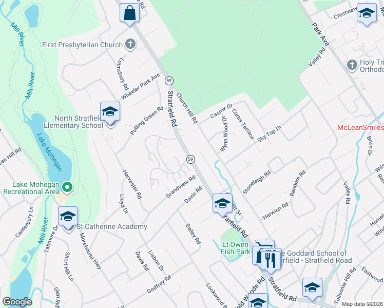 map of restaurants, bars, coffee shops, grocery stores, and more near 30 Paisley Lane in Fairfield