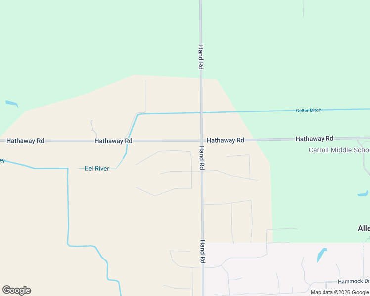 map of restaurants, bars, coffee shops, grocery stores, and more near 5327 Hathaway Road in Fort Wayne