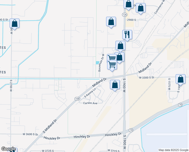 map of restaurants, bars, coffee shops, grocery stores, and more near 3285 South 2050 West in West Haven