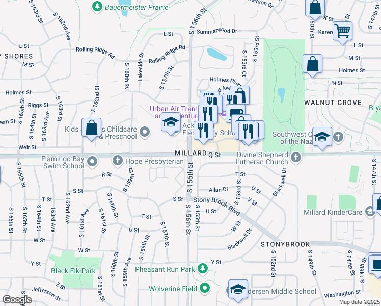 map of restaurants, bars, coffee shops, grocery stores, and more near in Omaha