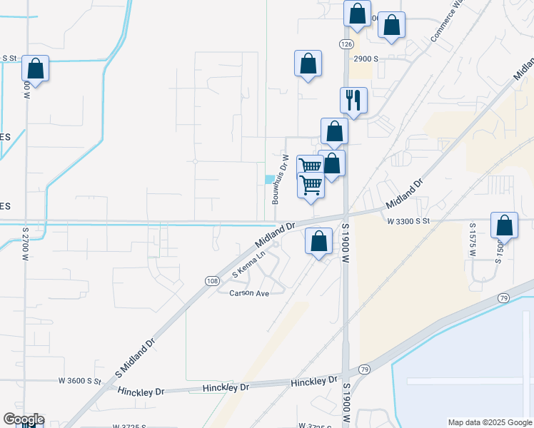 map of restaurants, bars, coffee shops, grocery stores, and more near 3285 South 2050 West in West Haven