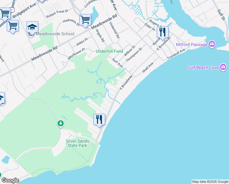 map of restaurants, bars, coffee shops, grocery stores, and more near 8 Maddox Avenue in Milford