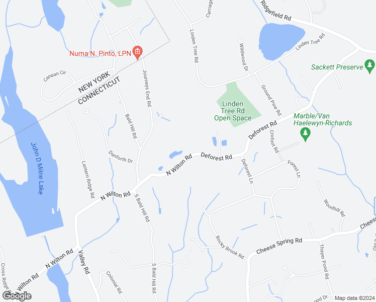 map of restaurants, bars, coffee shops, grocery stores, and more near 952 North Wilton Road in New Canaan