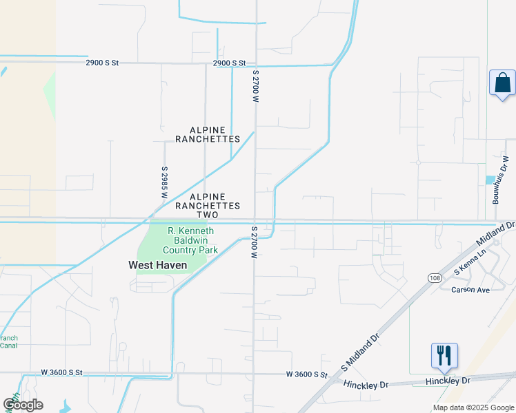 map of restaurants, bars, coffee shops, grocery stores, and more near 3307 South 2700 West in West Haven
