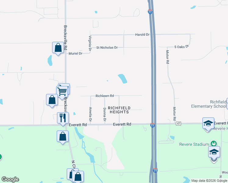 map of restaurants, bars, coffee shops, grocery stores, and more near 3797 Richlawn Road in Richfield