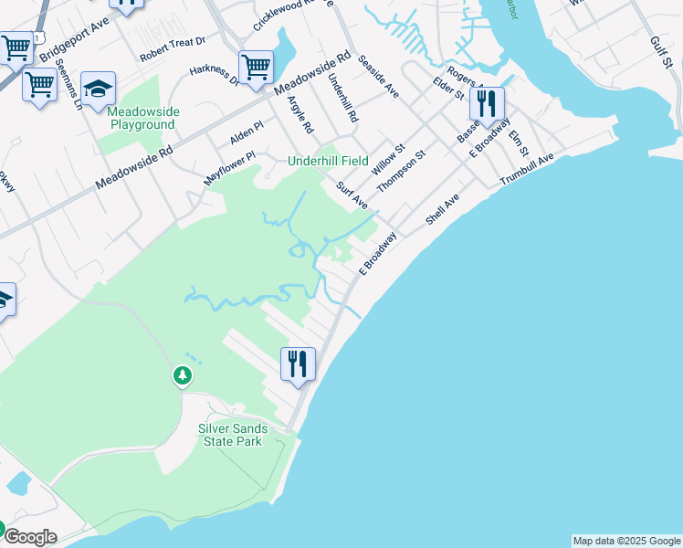 map of restaurants, bars, coffee shops, grocery stores, and more near 11 Maddox Avenue in Milford