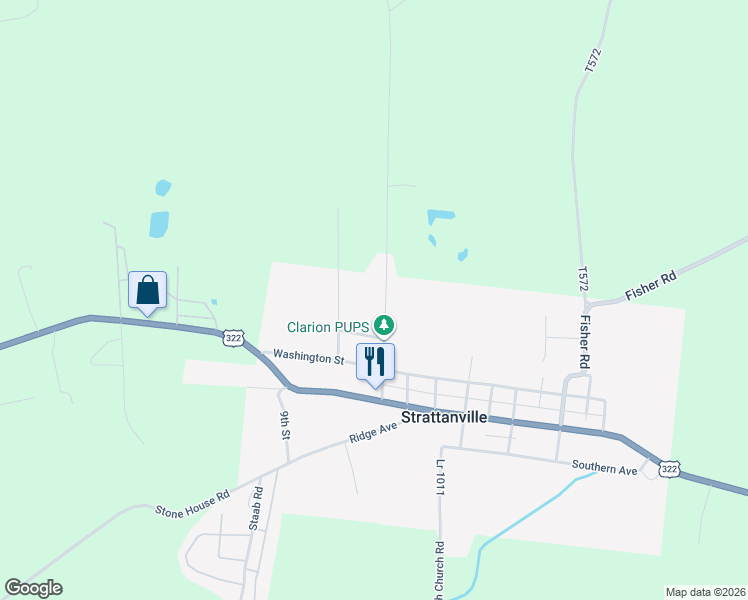 map of restaurants, bars, coffee shops, grocery stores, and more near 337-399 Pine Street Extended in Strattanville
