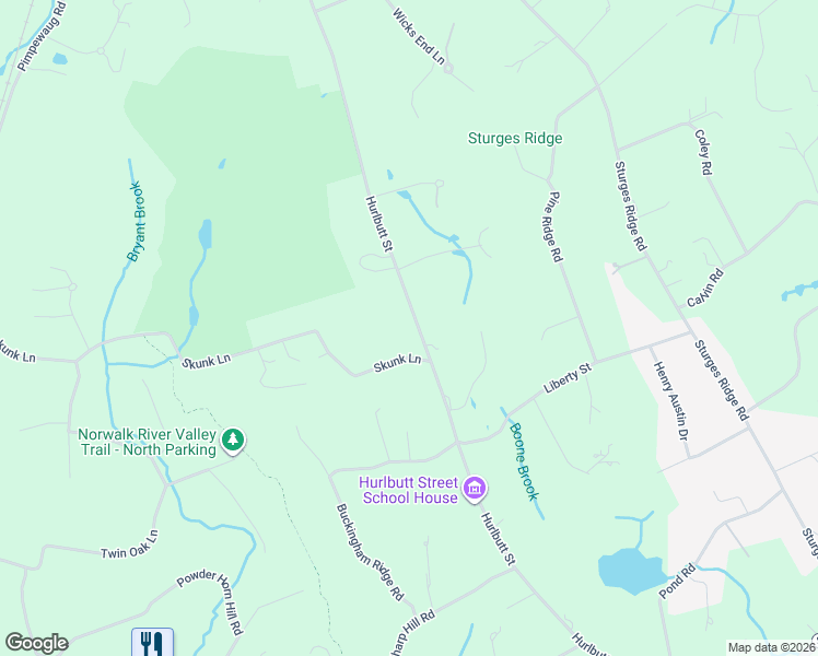 map of restaurants, bars, coffee shops, grocery stores, and more near 236 Hurlbutt Street in Wilton