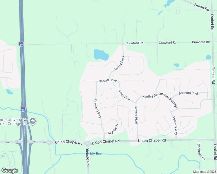 map of restaurants, bars, coffee shops, grocery stores, and more near 4227 Willapa Way in Fort Wayne