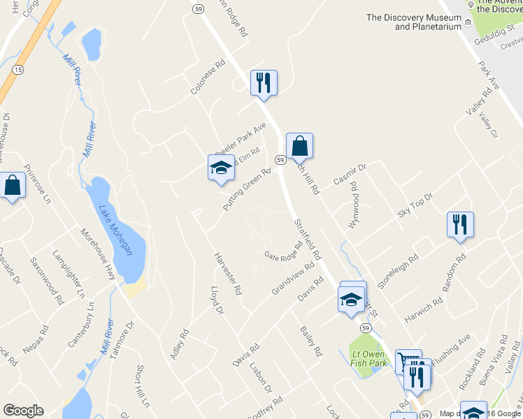 map of restaurants, bars, coffee shops, grocery stores, and more near 176 Glengarry Road in Fairfield