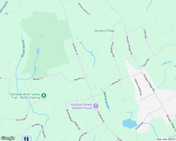 map of restaurants, bars, coffee shops, grocery stores, and more near 236 Hurlbutt Street in Wilton