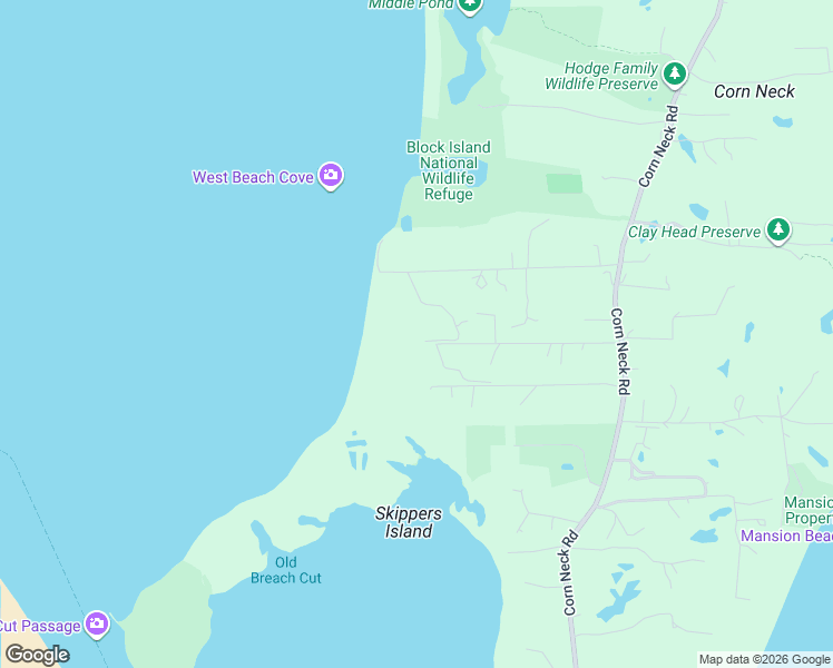 map of restaurants, bars, coffee shops, grocery stores, and more near 721 West Beach Road in New Shoreham