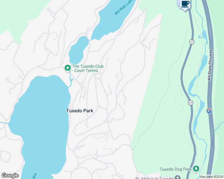 map of restaurants, bars, coffee shops, grocery stores, and more near 7 Stable Road in Tuxedo Park