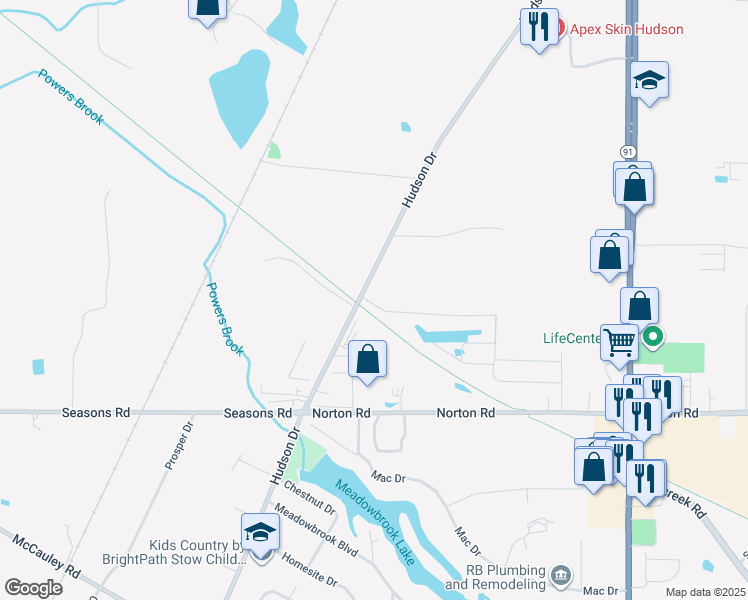 map of restaurants, bars, coffee shops, grocery stores, and more near 1101 Redwood Boulevard in Hudson