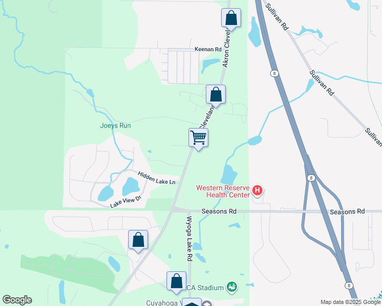 map of restaurants, bars, coffee shops, grocery stores, and more near 7635 State Road in Peninsula