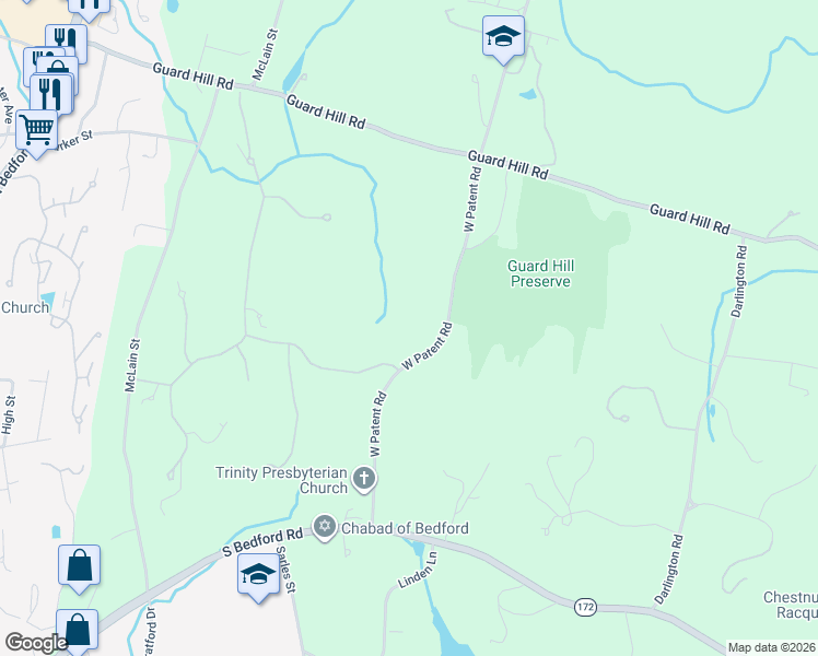 map of restaurants, bars, coffee shops, grocery stores, and more near 47 John Cross Road in Westchester County