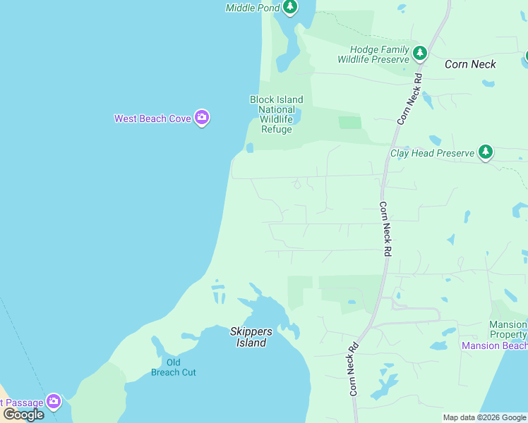 map of restaurants, bars, coffee shops, grocery stores, and more near 721 West Beach Road in New Shoreham