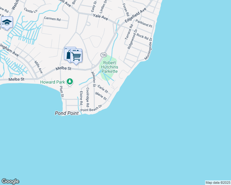 map of restaurants, bars, coffee shops, grocery stores, and more near 183 Point Beach Drive in Milford