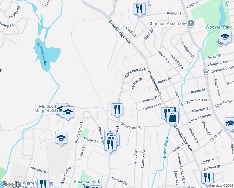 map of restaurants, bars, coffee shops, grocery stores, and more near 8 Underwood Court in Stratford