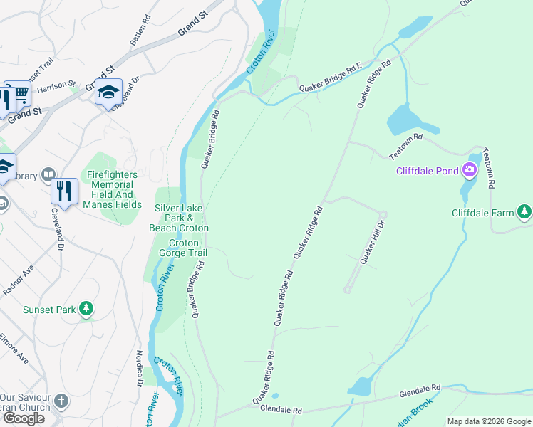 map of restaurants, bars, coffee shops, grocery stores, and more near 2055 Quaker Ridge Road in Croton-on-Hudson