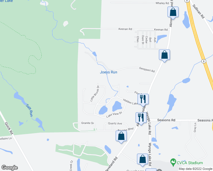 map of restaurants, bars, coffee shops, grocery stores, and more near 5047 Lake Forest Drive in Peninsula