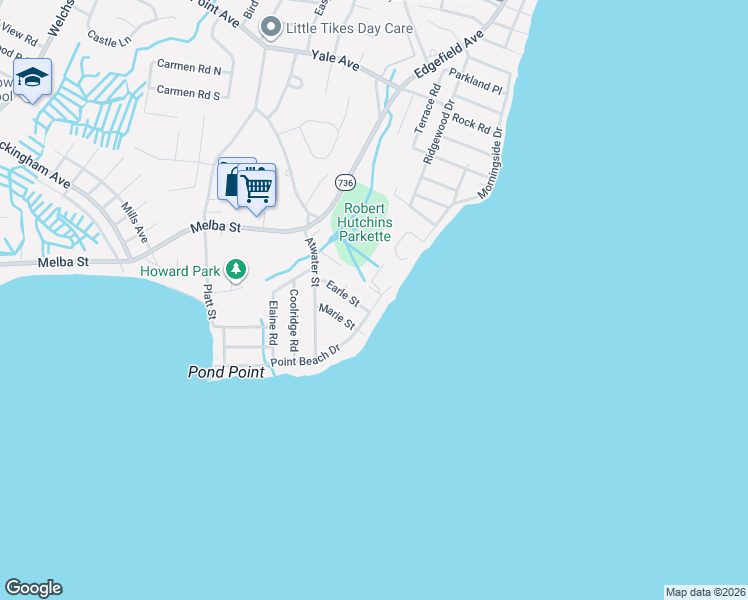 map of restaurants, bars, coffee shops, grocery stores, and more near 183 Point Beach Drive in Milford